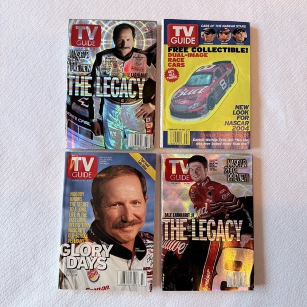 Vintage NASCAR bundle of four collectible TV Guides- collectors editions
